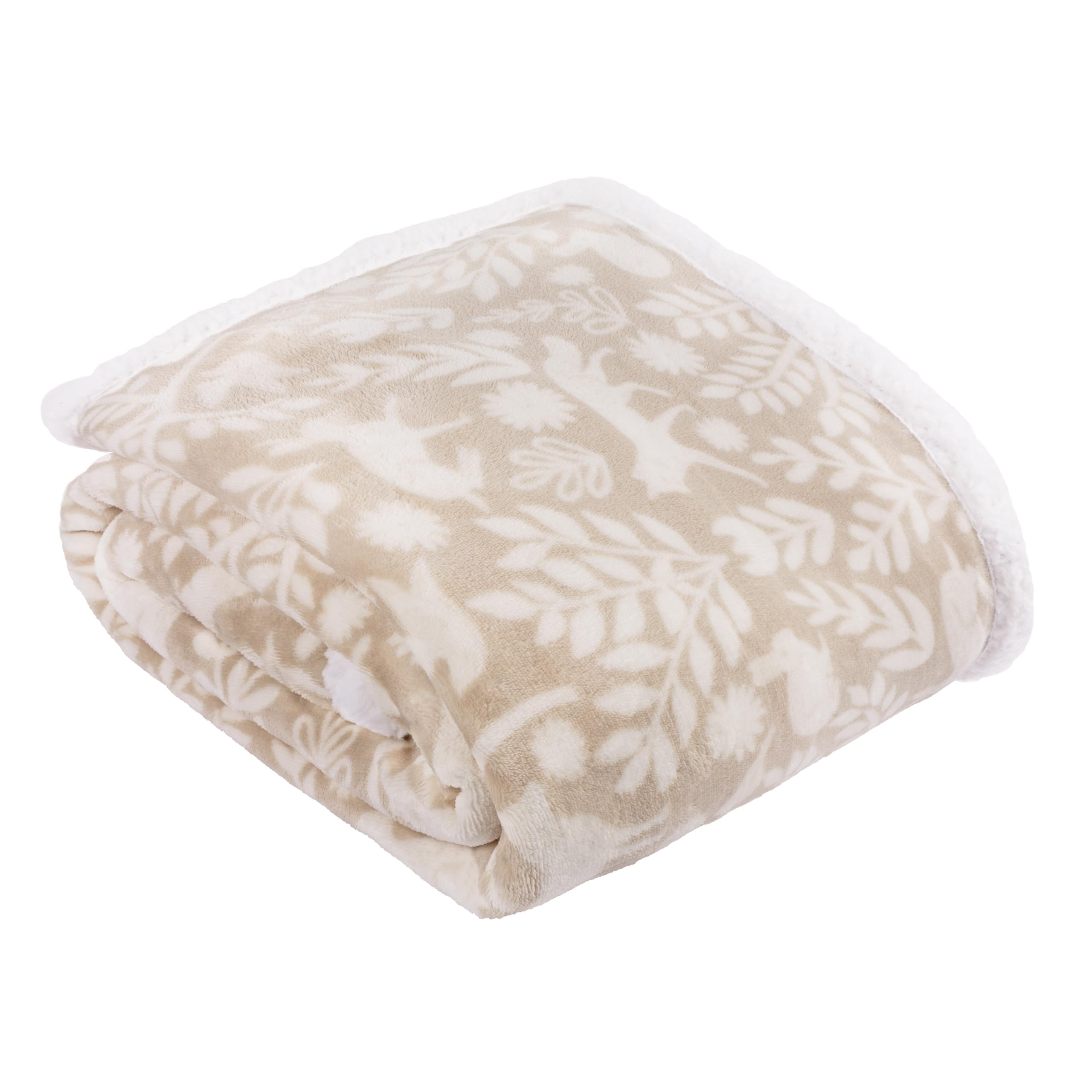 furn. Skandi Woodland Throw – Scandinavian Woodland Animal Sherpa Fleece Blanket (Sable - 140x180cm)