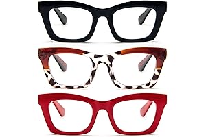 REAVEE Oprah Style Reading Glasses for Women: Stylish Spring Hinge Blue Light Blocking Readers