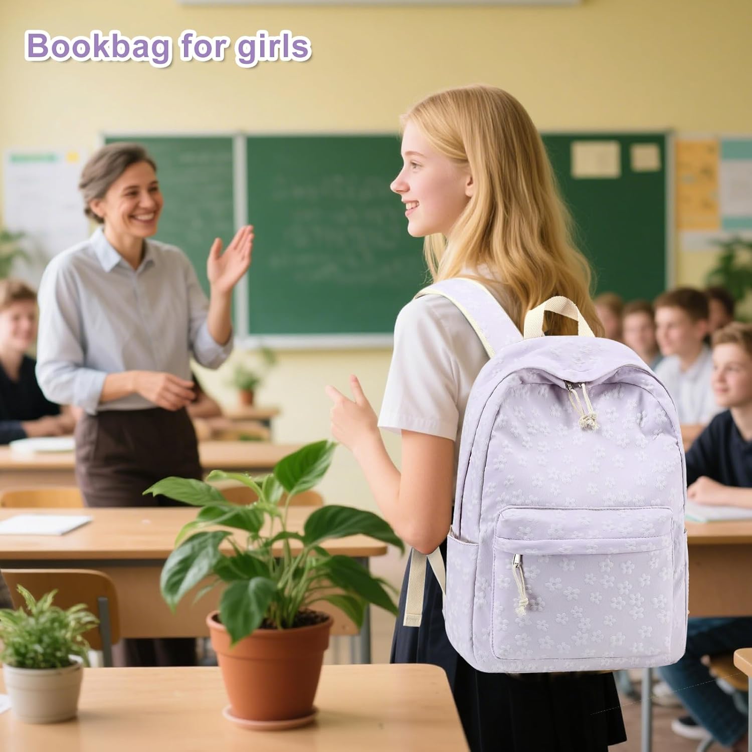 LEDAOU School Backpack for Teen Girls Elementary Middle School Bookbag Kids Backpacks Women Laptop Backpack Travel Daypack - Image 2