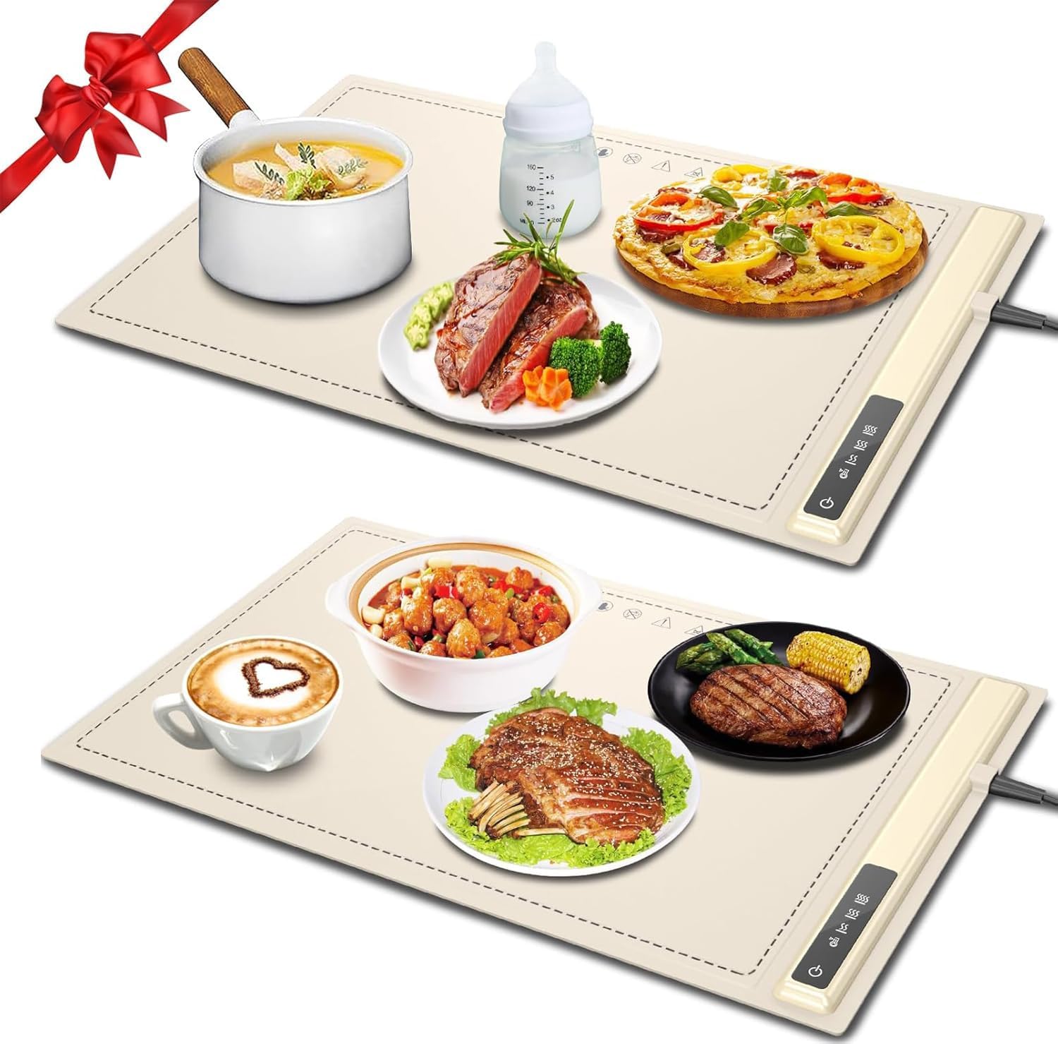 Electric Warming Tray-Kitchen Gadgets Portable Food Warmer,Foldable Roll Up Silicone Food Warming Mat with 3 Temperature Settings,Versatile Food Warmers for Parties Buffet (Beige-2Pack) Electric Warming Tray-Kitchen Gadgets Portable Food Warmer,Foldable Roll Up Silicone Food Warming Mat with 3 Temperature Settings,Versatile Food Warmers for Parties Buffet (Beige-2Pack)