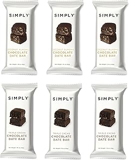 Simply Chocolate Date Bars | Variety Pack: Coconut Almond & Triple Cacao | Fair Trade Chocolate | Vegan + Kosher + Non-GMO...