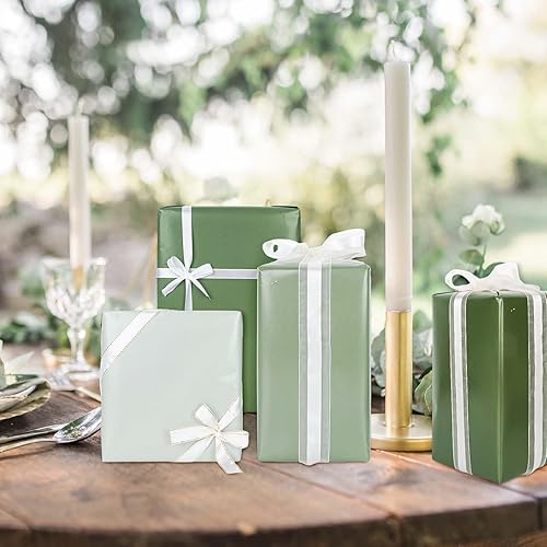Miniatura 7 de Whaline Papel de regalo verde salvia, no se enrolla, 4 colores, papel de regalo verde degradado, plegado, plano, colorido, papel de arte para