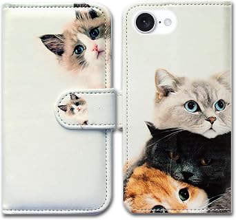 Bcov Case for iPhone 17e/iPhone 16e,Cute Brown Cat Leather Flip Phone Case Wallet Cover with Card Slot Holder Kickstand Case for iPhone 17e/iPhone 16e