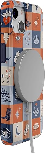 Miniatura 3 de Casely Funda para iPhone 13  Compatible con MagSafe  Dirt Road Chic  Funda bohemia Western Squares