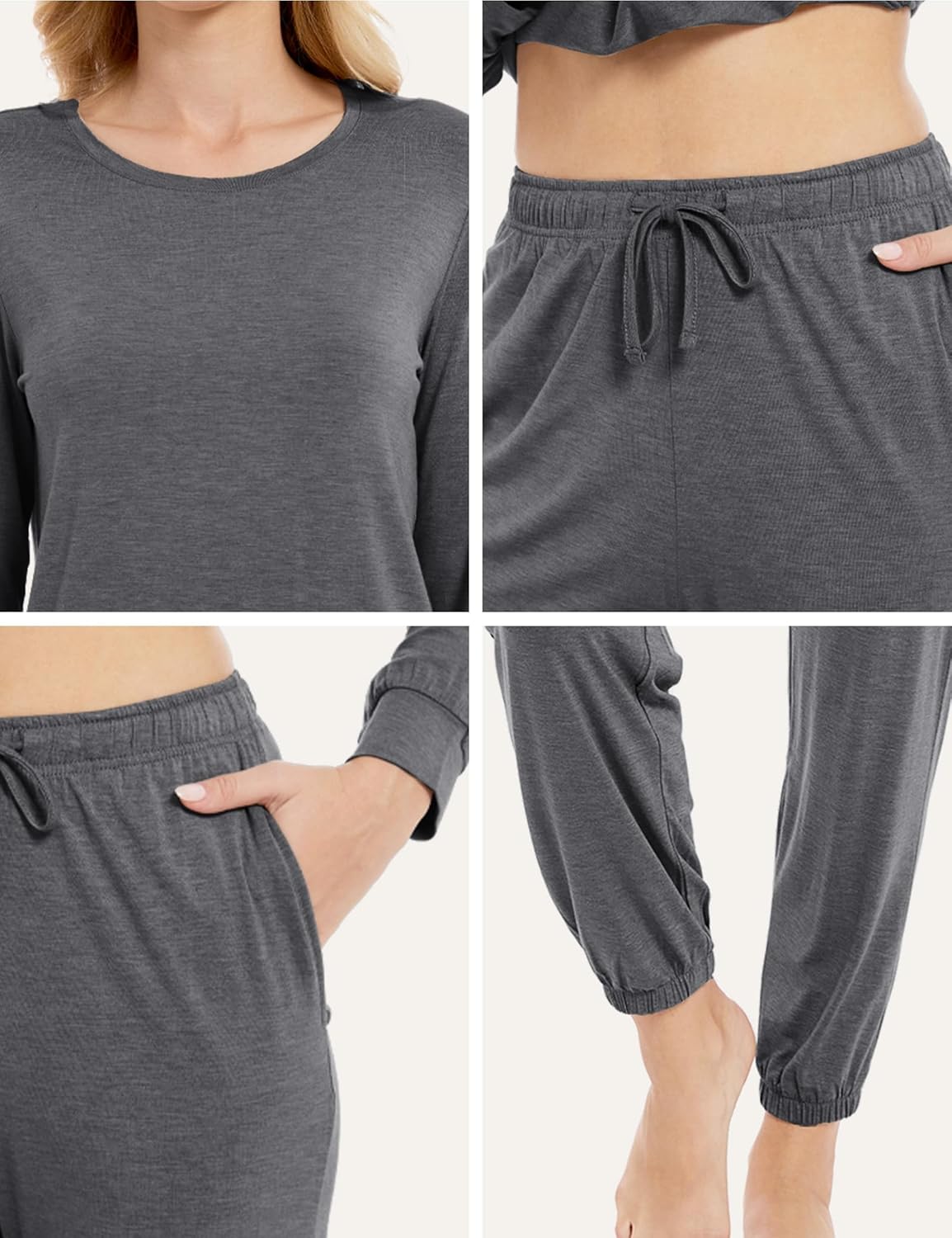 GYS Womens Pajamas Set - Viscose Made from Bamboo, Long Sleeve Sleepwear Tops with Jogger Pants Lounge Pjs Sets - Image 4