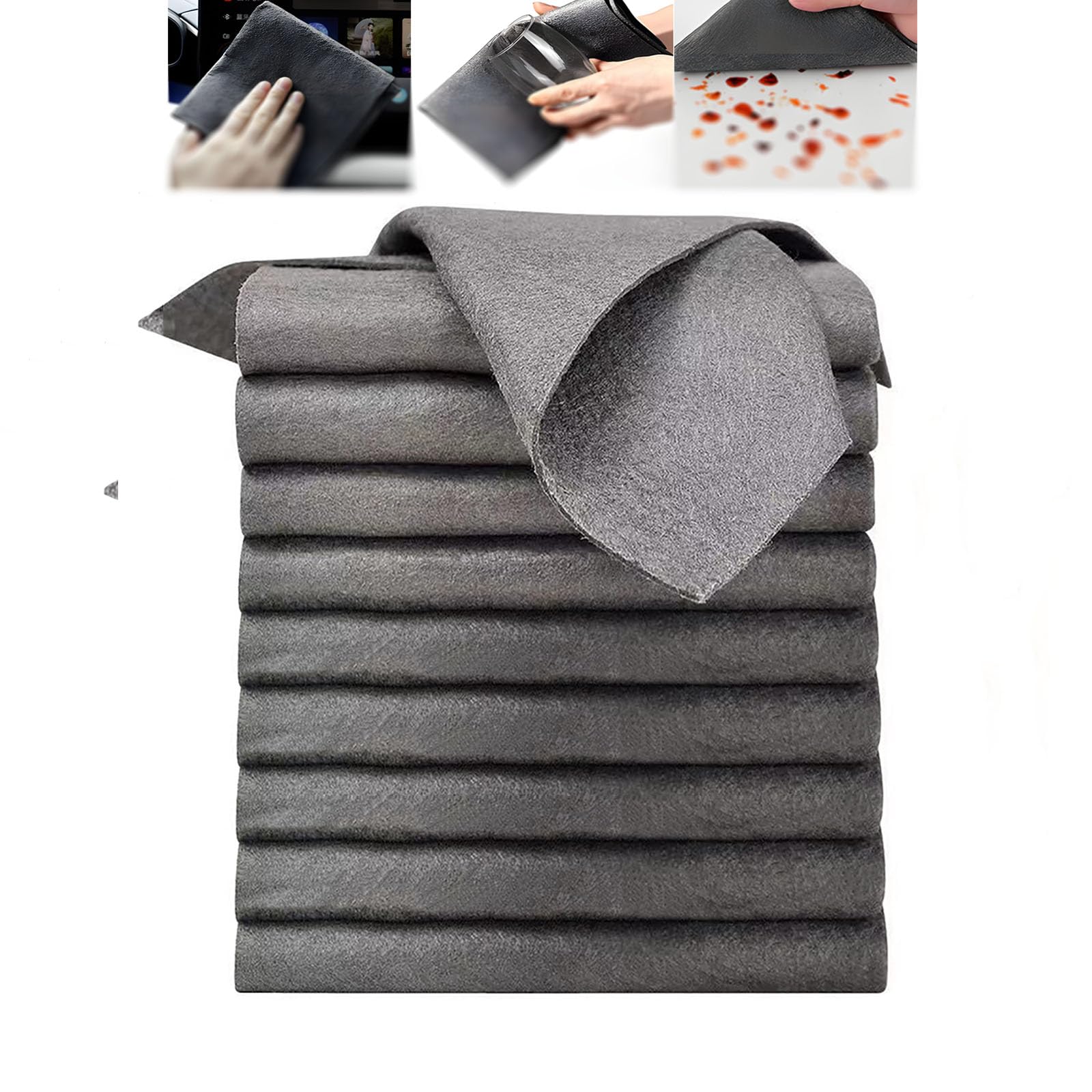 XiaoerYu Thickened Magic Cleaning Cloth, Dighstreet Microfiber Streak Free Rag for Glass, Windows, Cars & Mirrors, Reusable Wipe for Sparkling Surfaces (10pcs, 7.87x11.81in)