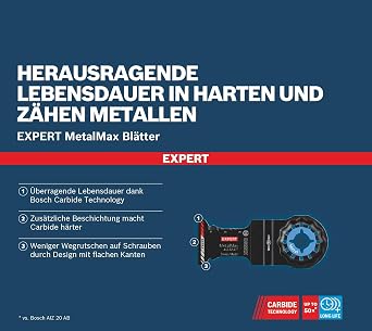 Bosch Professional 5x EXPERT MetalMax AIZ 32 AIT Daldırmalı Testere Bıçakları (Çelik, Paslanmaz çelik, Genişlik 32 mm, Aksesuar Çok Fonksiyonlu Makine)