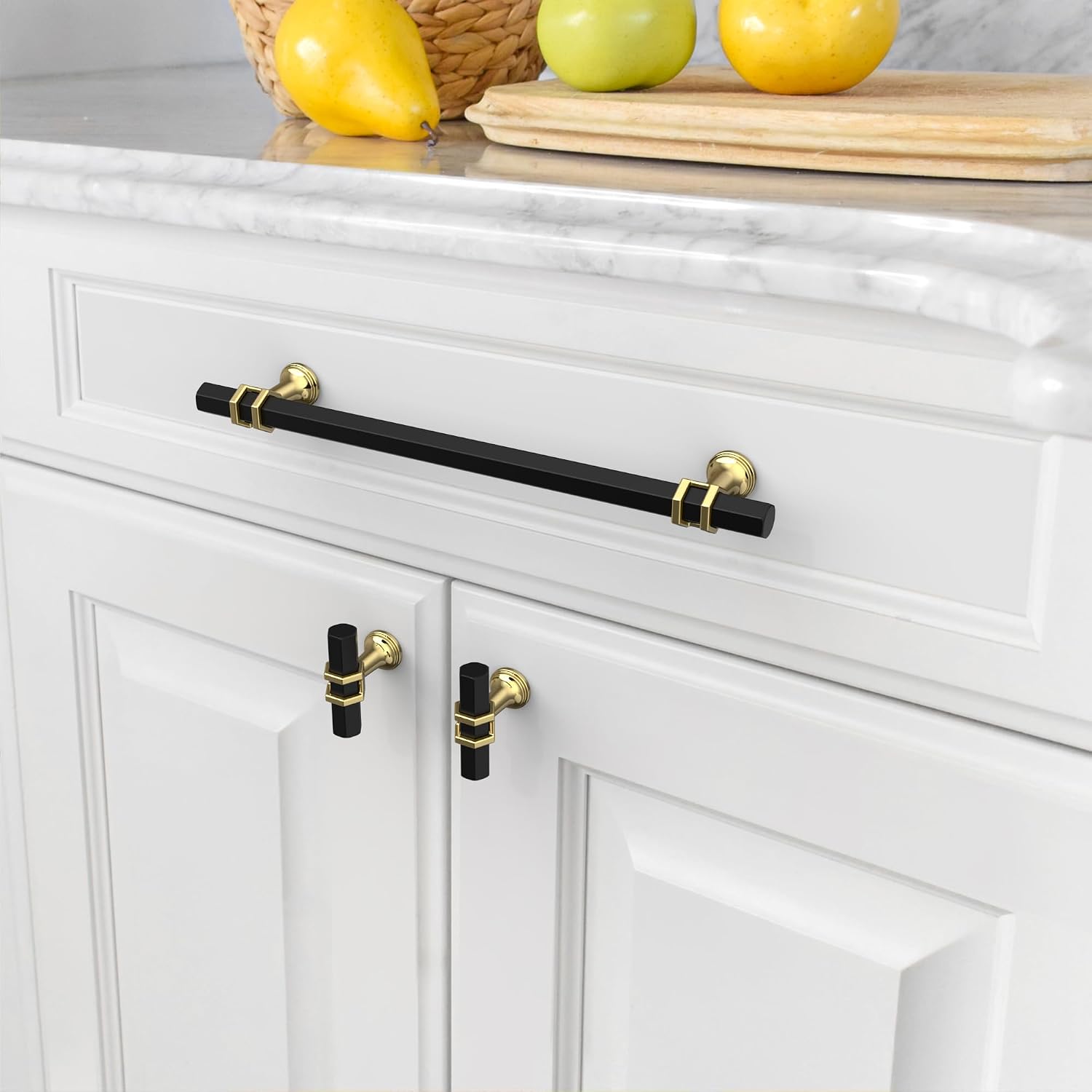 Asidrama 4627 10 Pack 7.5 Inch(192mm) Matte Black and Gold Kitchen Cabinet Handles, Cabinet Pulls Kitchen Cabinet Hardware for Cupboard Drawer Pulls