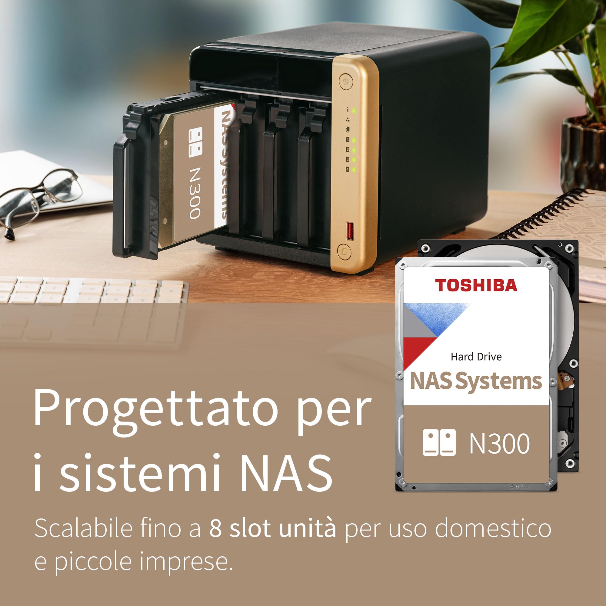TOSHIBA N300 18TB Interne NAS-Festplatte, 3.5'' SATA HDD, 7200 RPM, 24/7 Betrieb, Unterstützt 1-8 Baysysteme, 128MB Cache, 180TB/Jahr Arbeitslast, 3 Jahre Garantie (HDEXZ10ZNA51F).