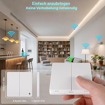 Wireless Light Switch Kit 86 Wall Panel High Beam Switch and 16 Amp Relay Receiver Controller AC90-250V Long Range Reomte ON OFF for AC Devices (1 Switch and 1 Receiver)