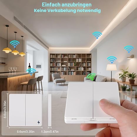 Wireless Light Switch Kit 86 Wall Panel High Beam Switch and 16 Amp Relay Receiver Controller AC90-250V Long Range Reomte ON OFF for AC Devices (1 Switch and 1 Receiver)