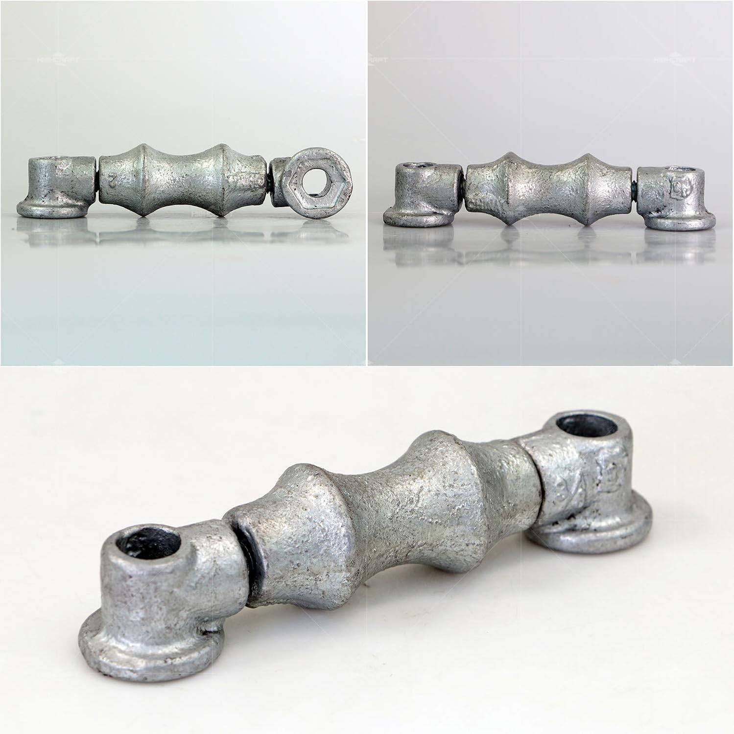 Highcraft ISTB-IE03-5 Double Rod Pipe Roller with Socket Hot Dipped Galvanized Steel 3'' Support (5 Pack), Chrome