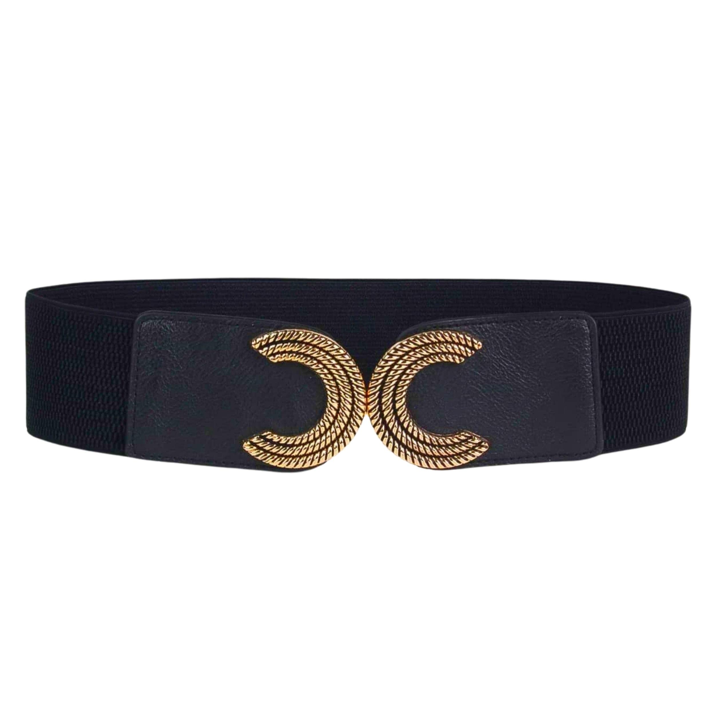 redhorns Elastic Fabric Waist Belt for Women Dresses C-Shaped Design Stretchy Wide Ladies Belt for Saree Girls Jeans - Free Size (LD124)-picture-4