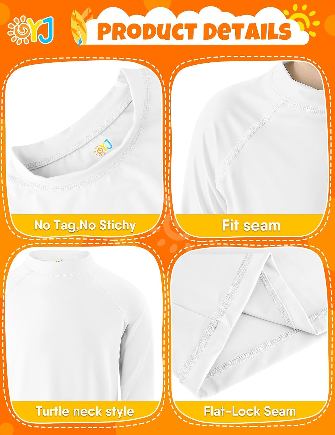 Rash Guard for Boys Long Sleeve Swim Shirts UPF+ 50 Rashguard Quick Dry Beach Surfing Fishing Swim Wear Swimming Top 7-8Y Ivory