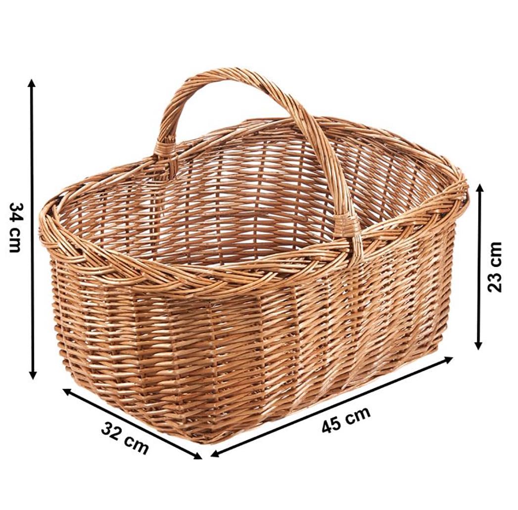 Kobolo Einkaufskorb LEON aus gekochter Weide 45x32x34 cm Braun