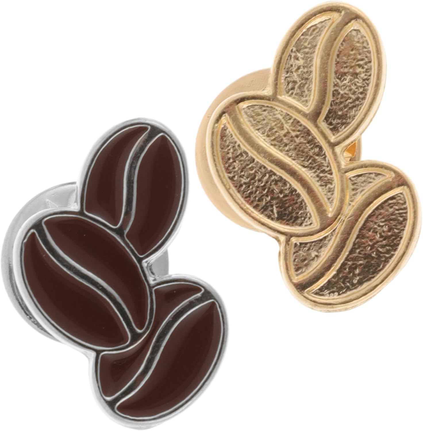2pcs Cartoon Coffee Bean Brooches Decorative Metal Pins for Sweater Corsage Cute Clothing Accessories Mini Brooch Clips for Cardigans and Shawls
