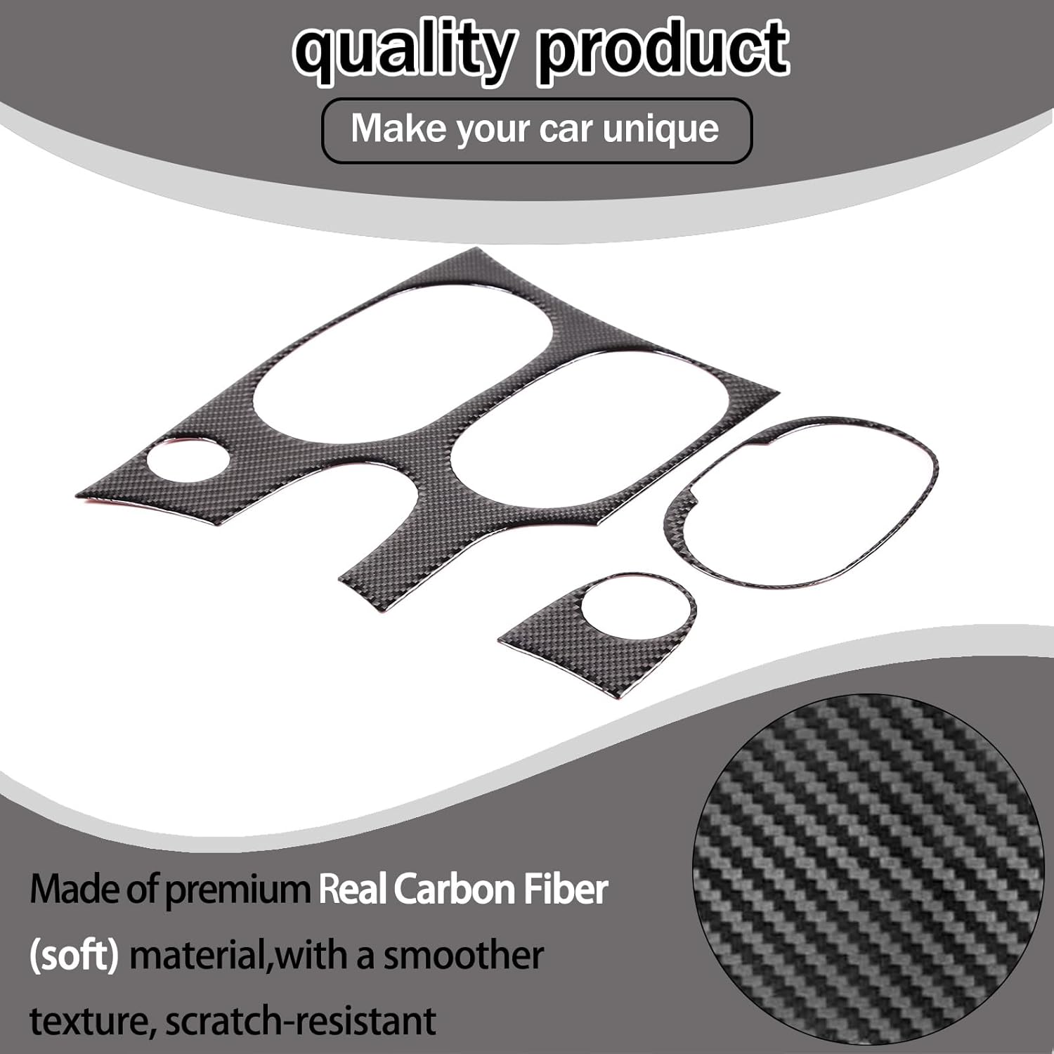 Lcojicep Car Gear Shift Panel Cover Trim Compatible with Corvette C6 Z06 ZR1 2005-2013 Real Soft Carbon Fiber Car Central Control Panel Trim Interior Sticker (Carbon Fiber, Style C)