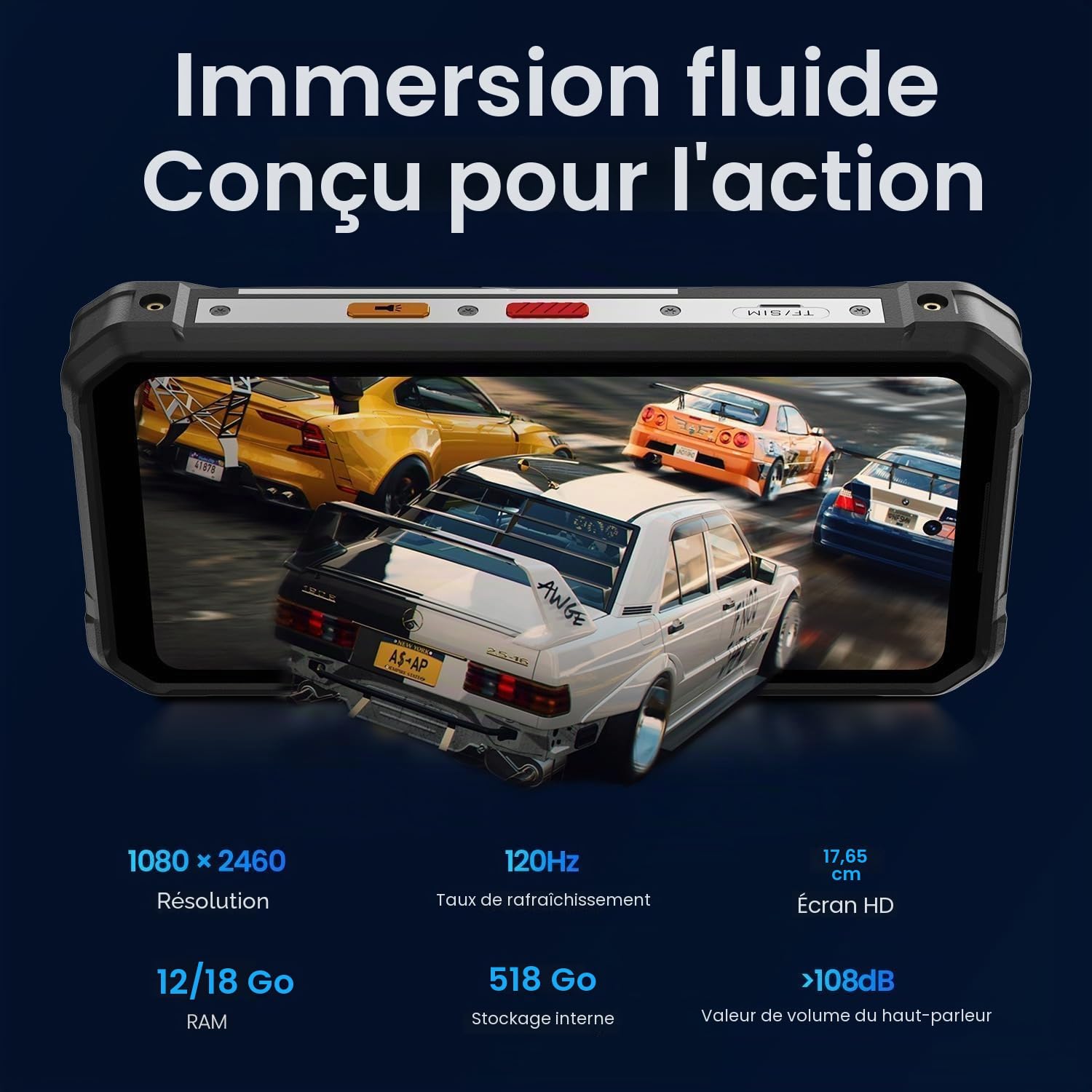 FOSSiBOT F107 Pro 5G Téléphone Portable Incassable 28000mAh(66W), 30Go+512Go/2To, 200MP Smartphone Incassable, Dimensity 7300 Android 15, 6,95" FHD+ 120Hz Dual SIM Vision Nocturne/IP68/IP69K/NFC Gris