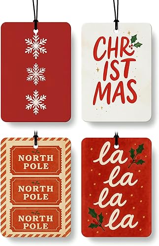 Miniatura 17 de Ambientador de aire bohemio de Navidad para automóvil, 4 piezas, feliz y brillante, Navidad, Papá Noel, ambientador colgante para autos, armario