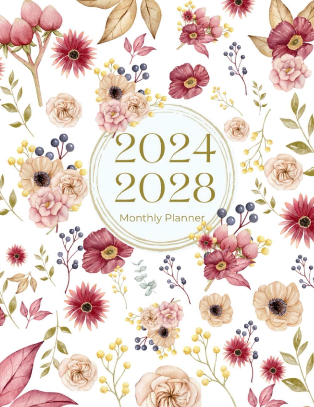 2024-2028 Monthly Planner: 5 Years Schedule Organizer | Floral Cover