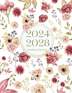 2024-2028 Monthly Planner: 5 Years Schedule Organizer | Floral Cover