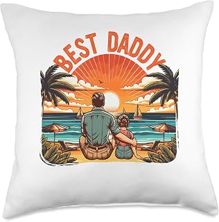 Sunset Retro Best Daddy Costume Daddy Daughter Family Kids Throw Pillow