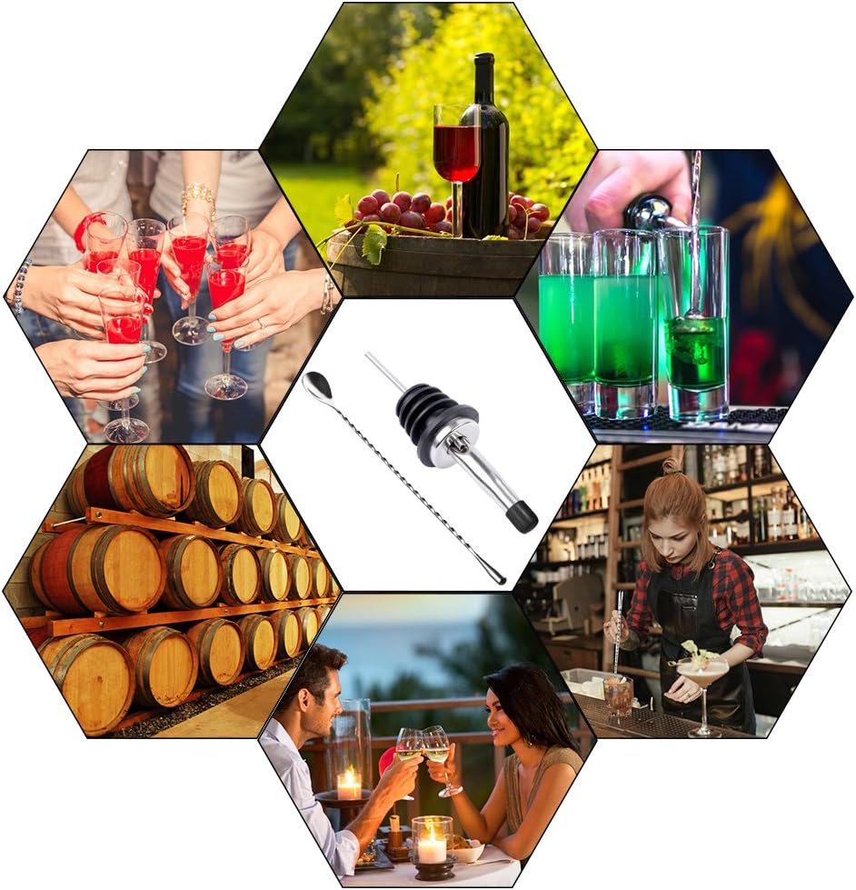 Lіmіtеd Dіѕсоunt SENHAI 10 Pieces Wine Liquor Bottle Pourers with 12-inch Long Handle Bar Cocktail Mixing Spoon, Stainless Steel Olive Juice Oil Liquid Tapered Spouts + Stirring Spoon Barware Set