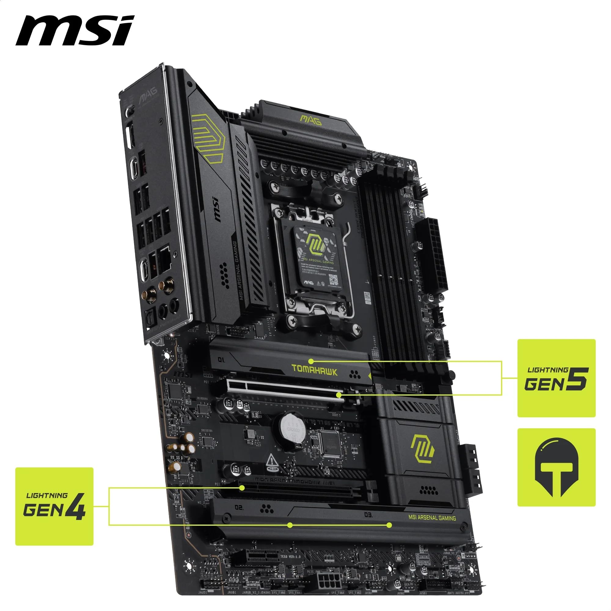 MSI MAG B850 TOMAHAWK WIFI Scheda madre, ATX - Supporta processori AMD Ryzen 9000/8000/7000, AM5-80A SPS VRM, DDR5 Memory Boost 8200+ MT/s (OC), PCIe 5.0 x16, M.2 Gen5, Wi-Fi 7, 5G LAN