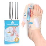 Copper-Ion Bunion Corrector for Women & Men, Toe Separators with 8 Replaceable Splints & Compression Gel Pads for Bunion Relief, Hallux Valgus Correction & Hammer Toe Straightener, Breathable for Day/Night Support (Beige, One Size Right)