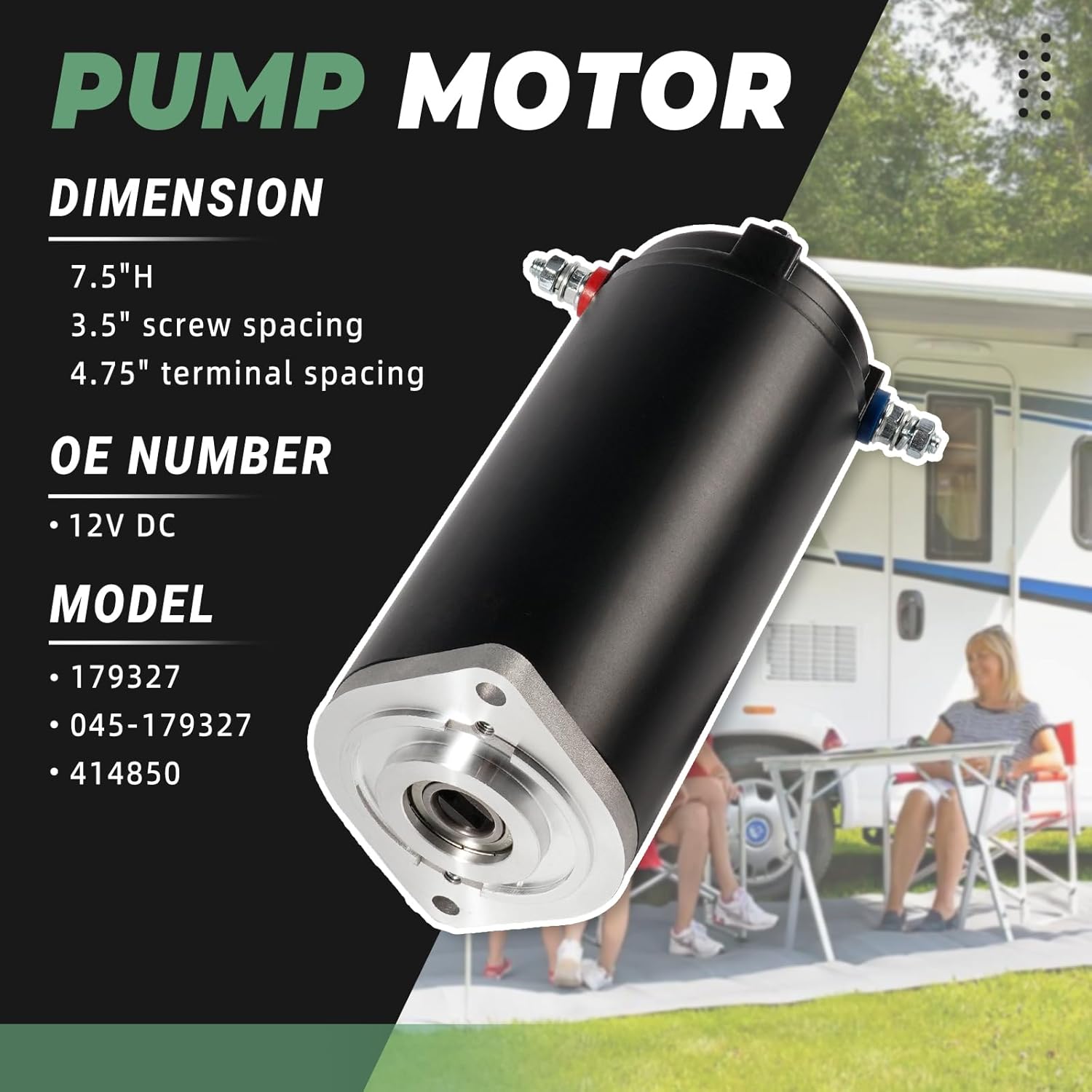 Hydraulic Power RV Leveling System Kit, Includes Manual Drive 179327/045-179327/414850 Hydraulic Pump Motor & 161394/684-1211-212 Polarity Reversing Solenoid - w/o Sealed Collar Coupling