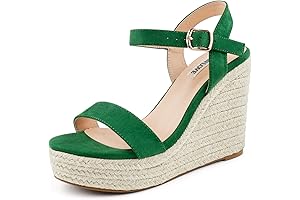 Green Wedges Shoes: Espadrilles Platform Heels Ankle Strap Open Toe Sandals