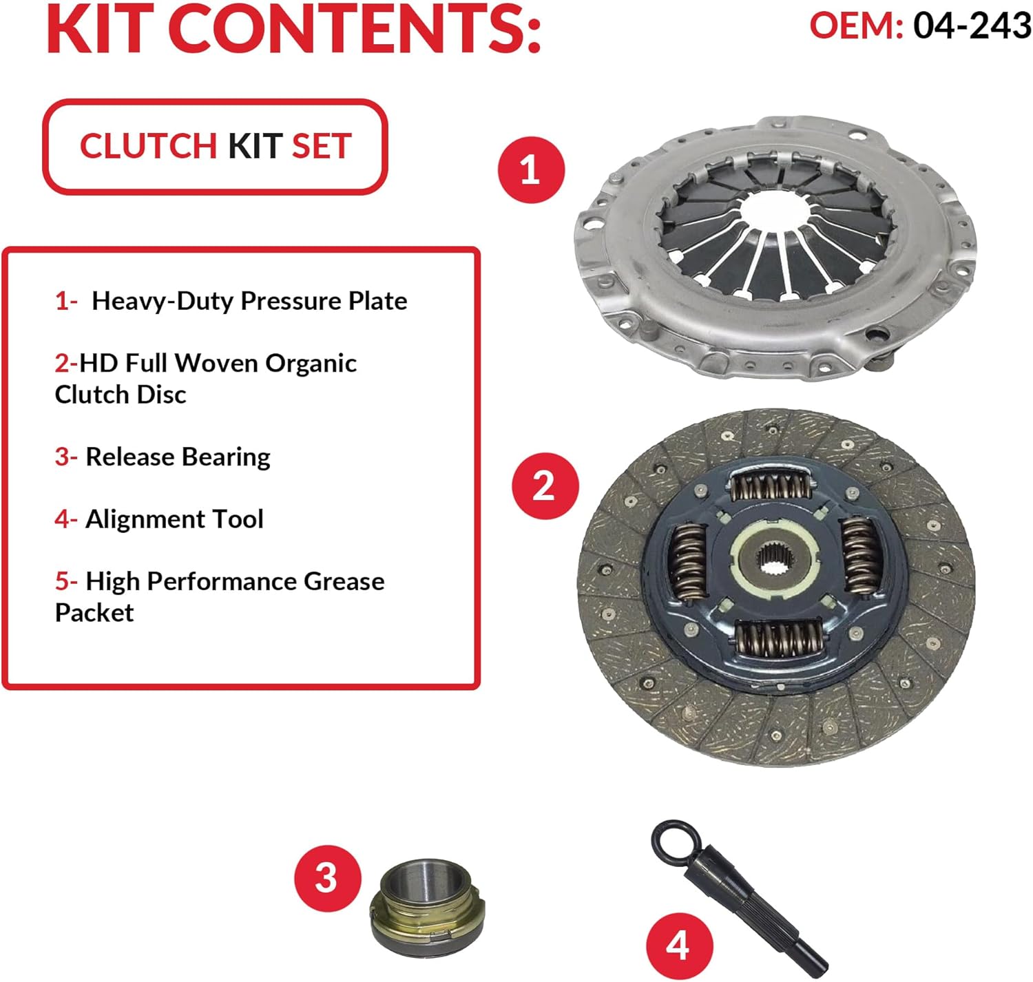 Clutch Kit Compatible With Aveo Aveo5 G3 Wave5 Lanos Swift+ 2000-2011 1.6L L4 GAS DOHC Naturally Aspirated (w/o Variable Valve Timing; From chassis #E166480 to chassis #E182492 (04-243)