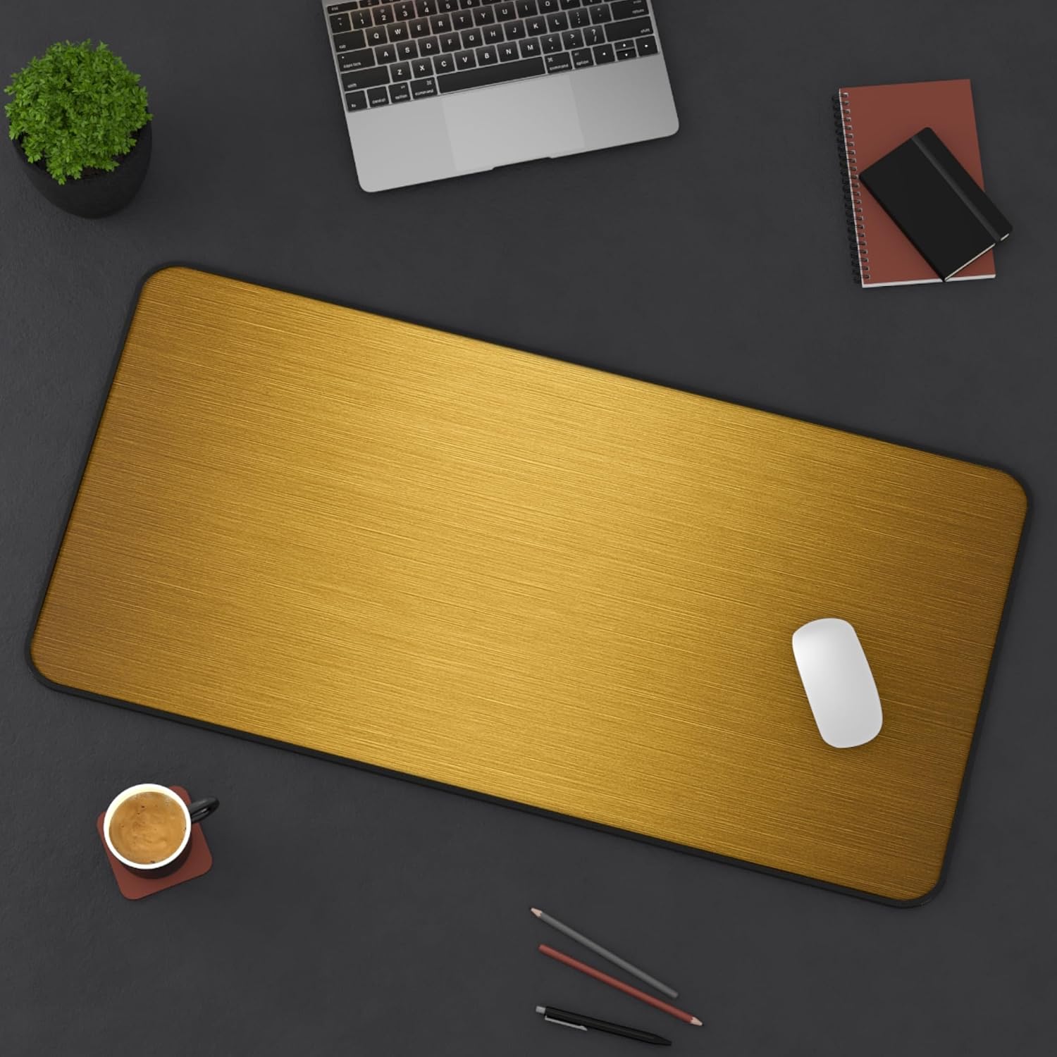 Neoprene Mouse Pad for Gaming, Anti-Fray Stitched Edges, Super Thick with Special-Textured Surface, Oversized Desk Pad for Office & Home, Premium Large Gaming Mouse Pad Deskmat (Gold, 16x32)