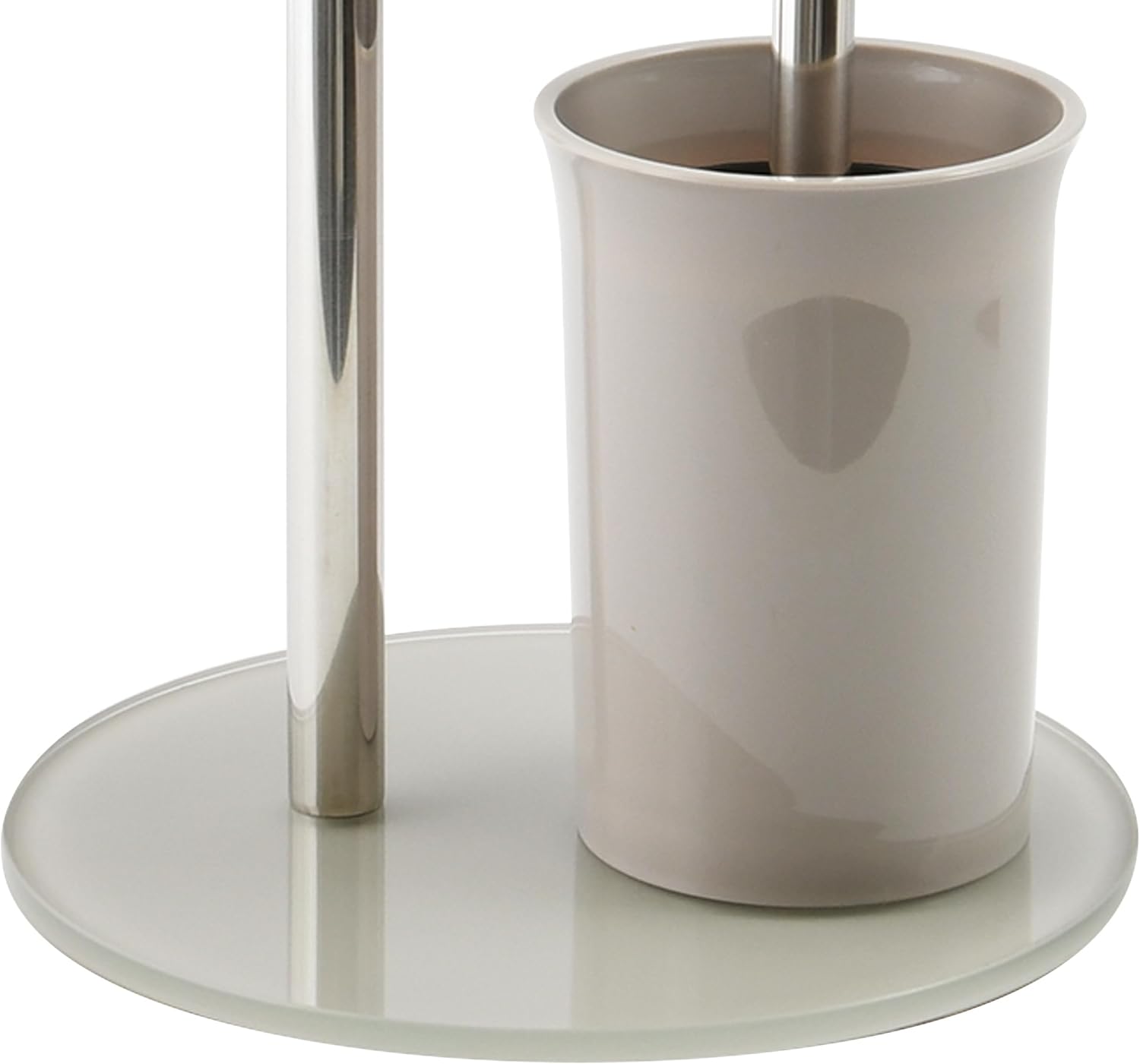 MSV Bergamo 3-in-1 Toilet Roll Holder Stainless Steel and Glass Holder Taupe