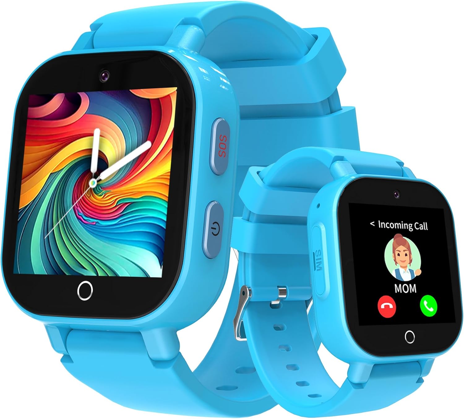 phyulls 4g kids smart watch boys with gps tracker & video calling, waterproof one-key sos call voice chat camera alarm sport pedometer gps tracker watch for boys age 4-12 blue