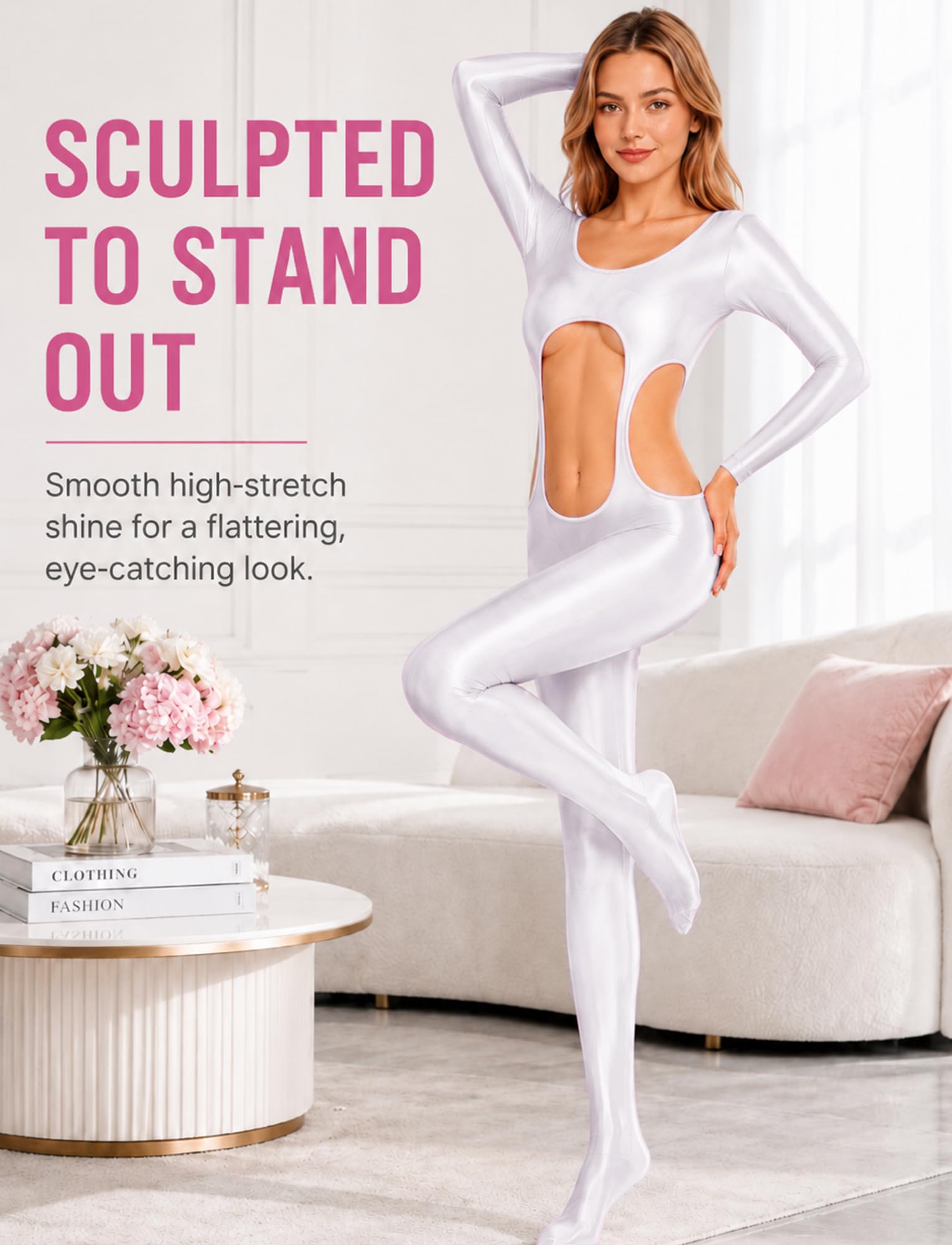 Tuta sexy da donna, con glitter, a lunghezza intera, trasparente, a maniche lunghe, lucida, per discoteca, danza, danza, elegante, per club, feste, sport, M-XL