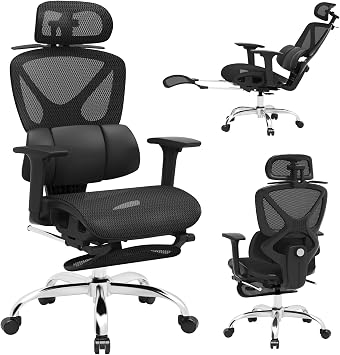Ergonomic Office Chair, Home Office Desk Chairs with 3D Headrest Armrests | Freepub Computer Gaming Chair with Adjustable Lumbar Support, Big and Tall High Back chairs for Man Women, 350lbs, Black