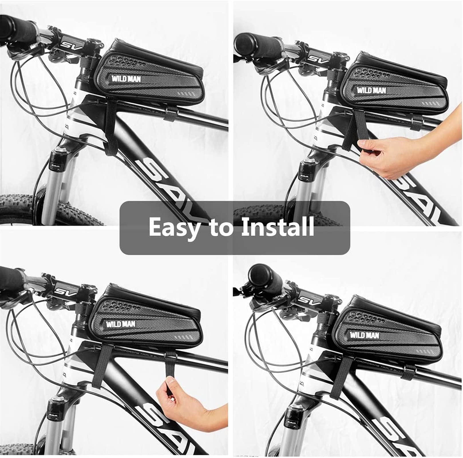 Borse per Biciclette. Borsa Rigida for Bicicletta, Borsa Anteriore Mountain Bike, Cellulare con Touch Screen, Tubo Superiore, Attrezzatura da Ciclismo