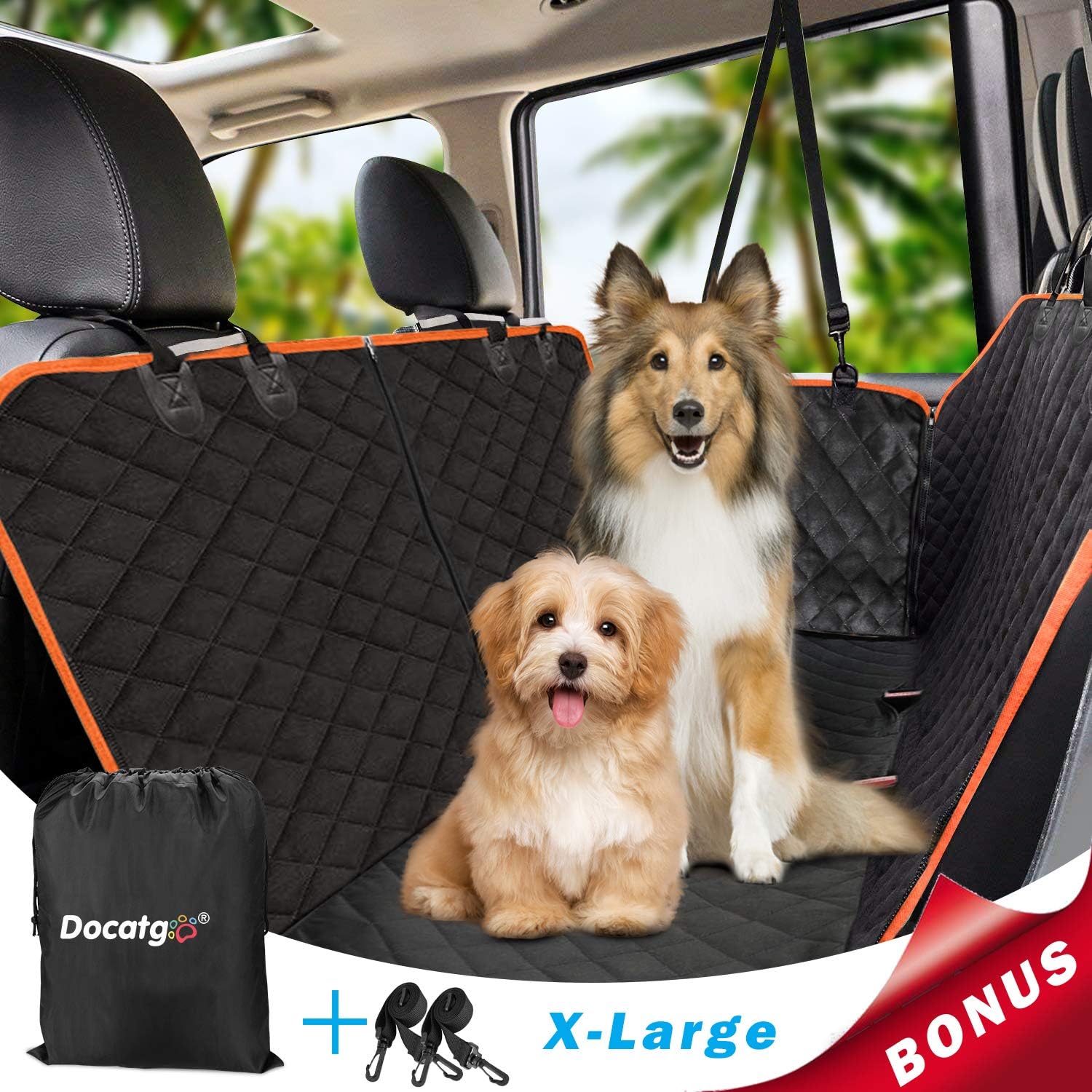 Docatgo Dog Car Seat Cover, Pet Car Seat Cover,6 layers 100% truely waterproof, Heavy Duty,Machine Washable, Dog Car Hammock for Car Trucks and SUVs (X-Large 152X163CM)