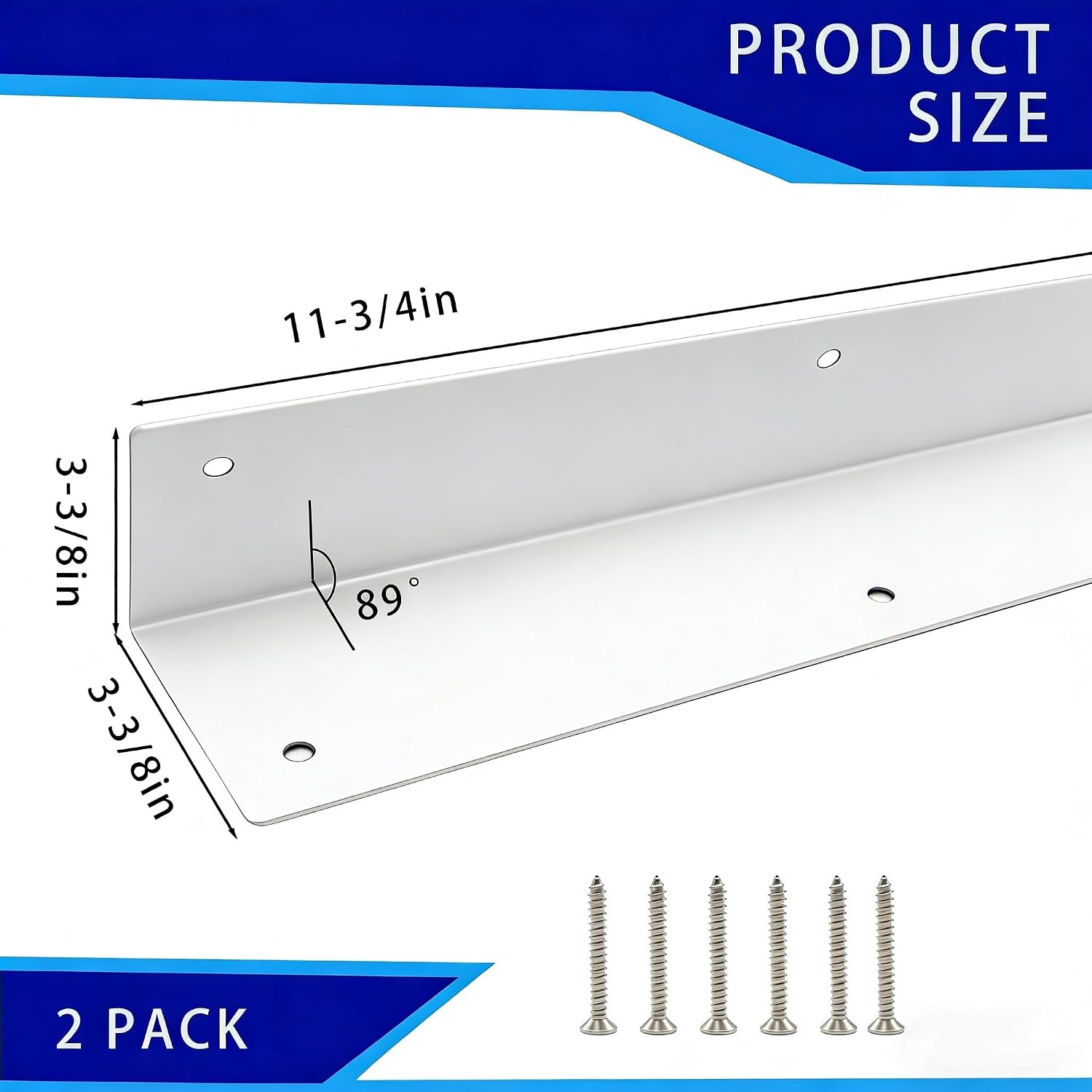 2 Pack White Stainless Steel Corner Guards, Metal Siding Corner Protector with 89° Angle, 3 3/8" x 3 3/8" x 11 3/4", Outdoor Weed Whacker Protection for Exterior Walls, Fences, Pavilions