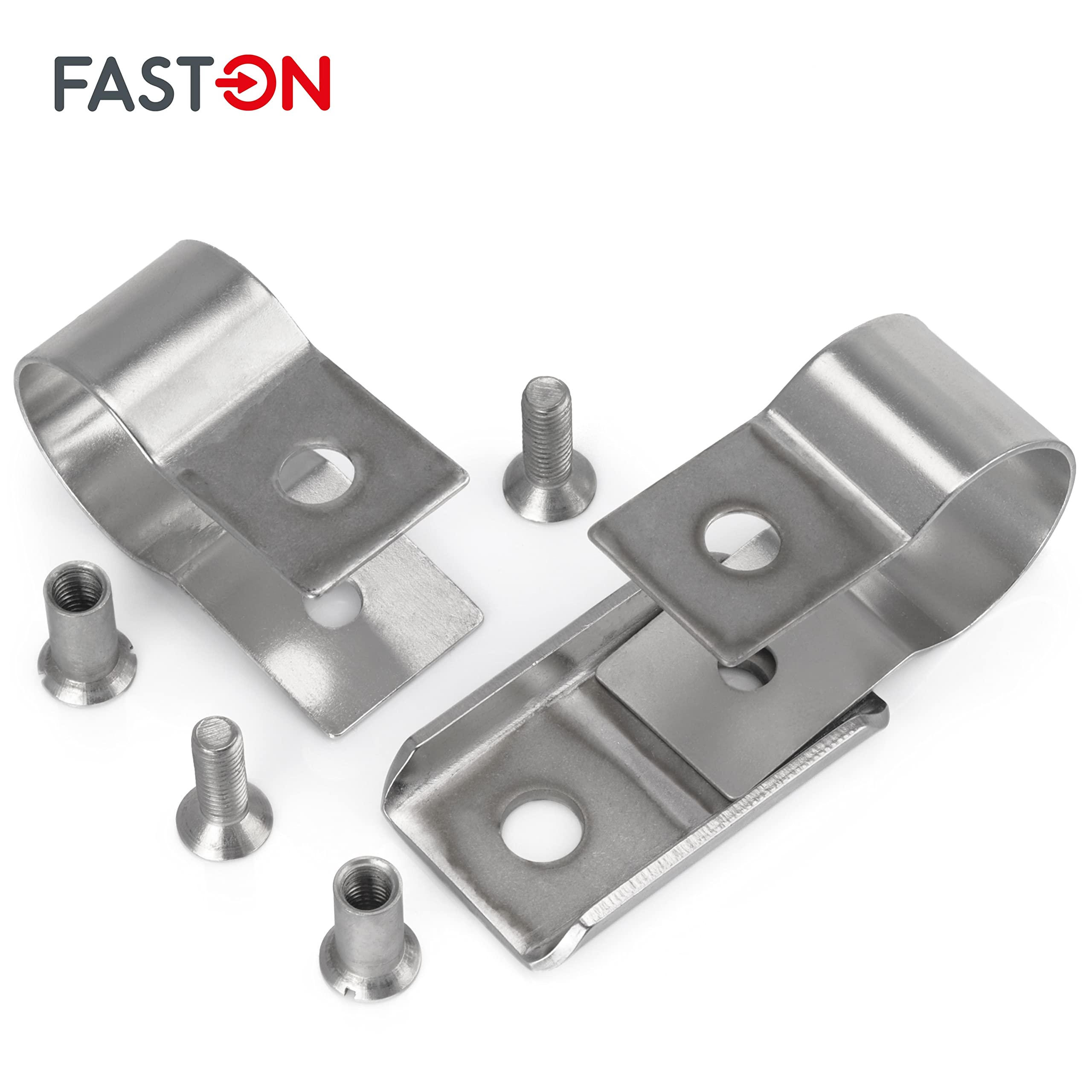 Inless - Conectores de acero A2 V2A de 25 mm (paquete de 5) conectores de tubo de doble abrazadera para un soporte resistente y seguro en uso doméstico o comercial