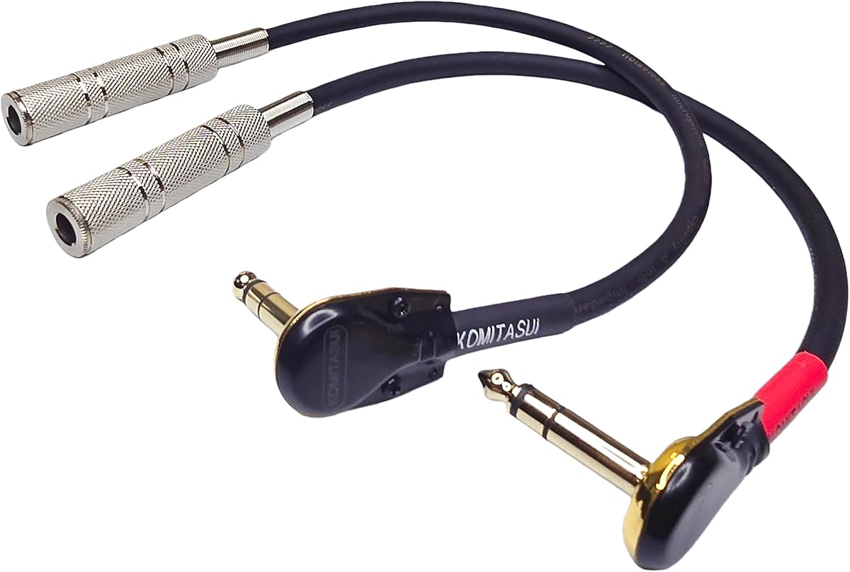 Right Angle 1/4 Inch TRS Audio Extension Cable, 1FT, 2 Pack | Male to Female, Gold Plated 6.35mm, Stereo Adapter, For Guitar Amplifier Headphones