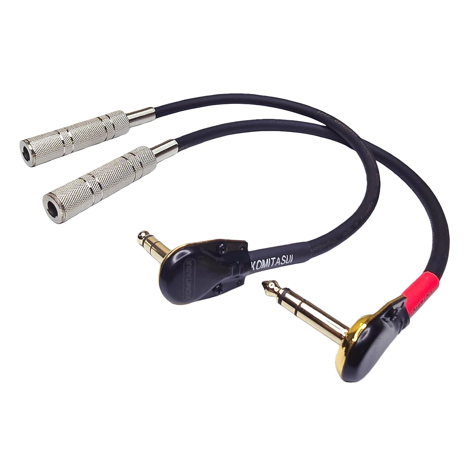 Right Angle 1/4 Inch TRS Audio Extension Cable, 1FT, 2 Pack | Male to Female, Gold Plated 6.35mm, Stereo Adapter, For Guitar Amplifier Headphones