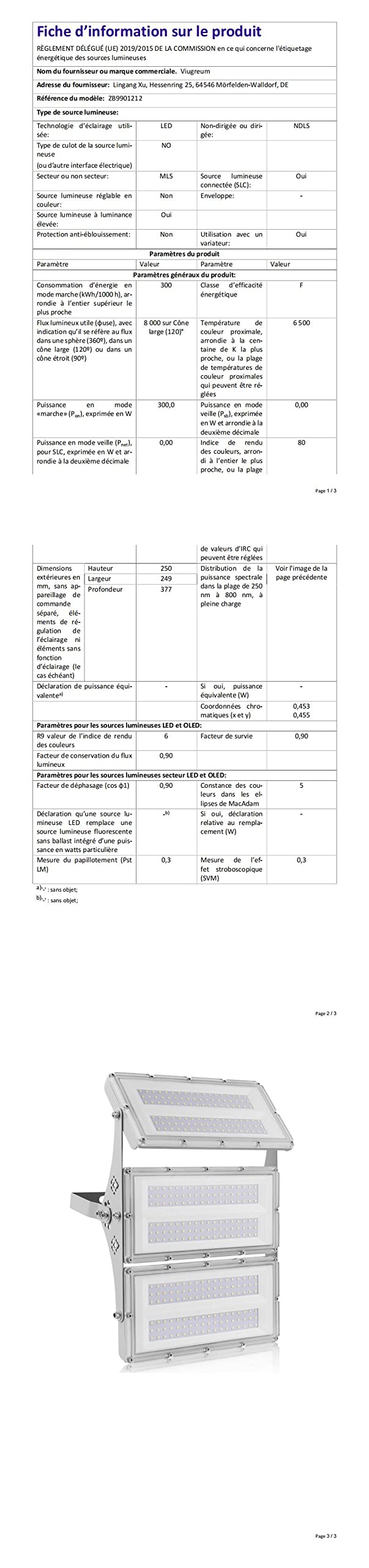Viugreum Upgrade 300W Led Strahler24000LM Strahler Außen IP65 Aussenstrahler 6500K Fluter Kaltweiss Scheinwerfer Außenstrahler Flutlicht mit 50cm Cable fur Hinterhof Auffahrt Garage Flur