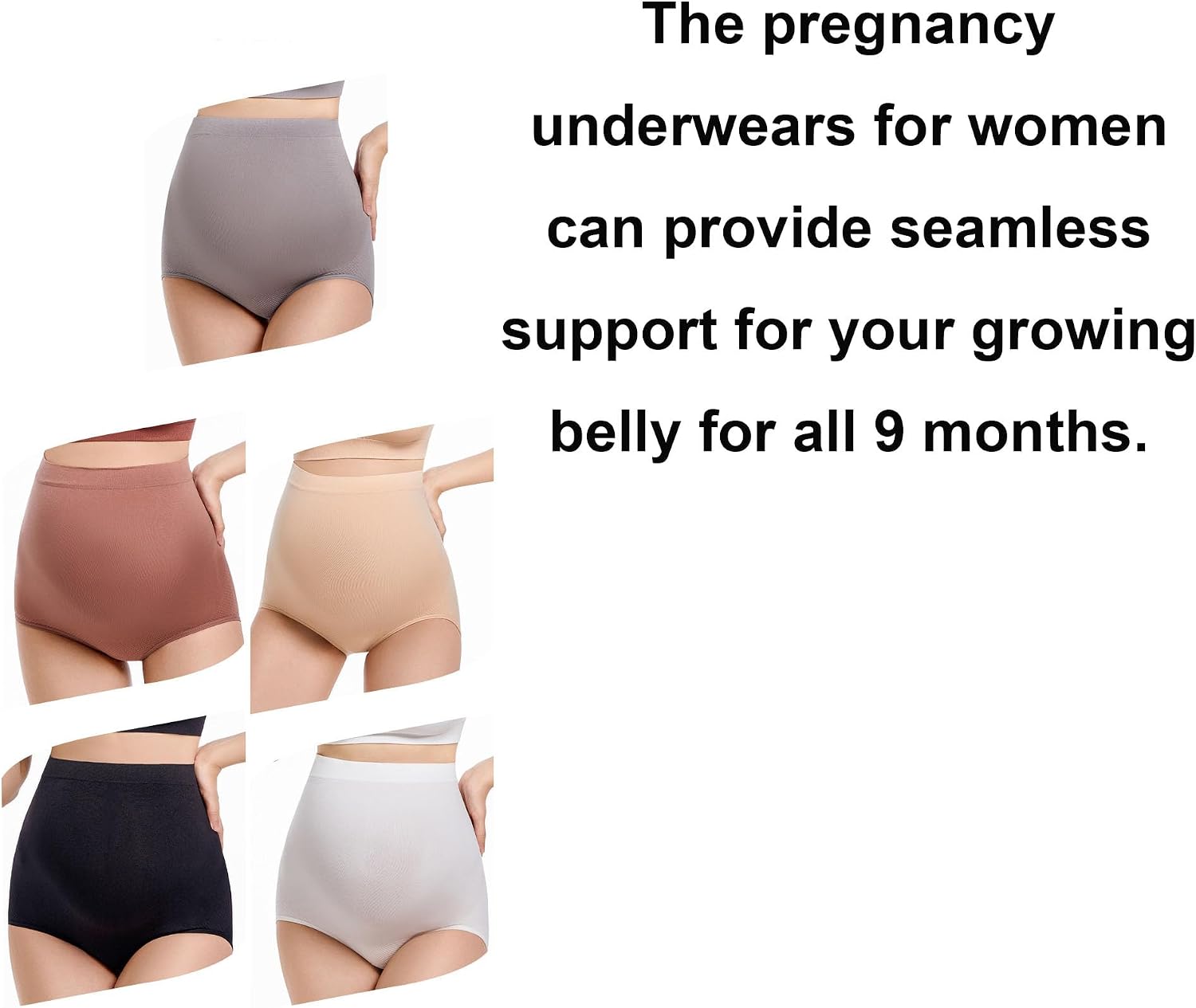Pregnancy Underwear for Women, 5 Pack Belly Support High Waist Maternity Shapewear