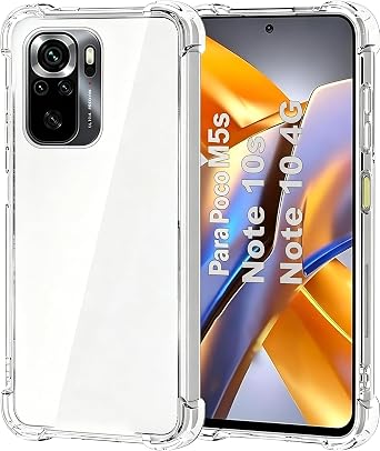 USTIYA Case for Xiaomi Poco M5s / Redmi Note 10s 4G / Redmi Note 10 4G Case Clear TPU Four Corners Protective Cover Transparent Soft funda
