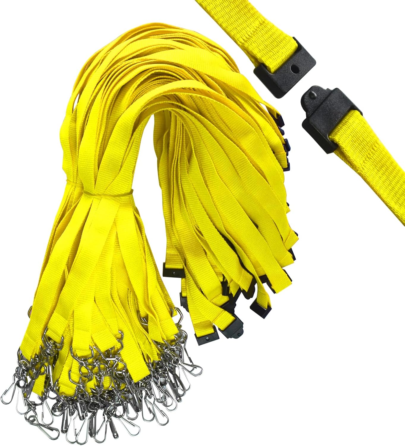 66 Pcs Breakaway Lanyards with Swivel J Hook Premium Bulk Flat Safety Lanyards for ID Badges, Schools, Students, Coaches, Festivals, Volunteers and Team Activities (Yellow)