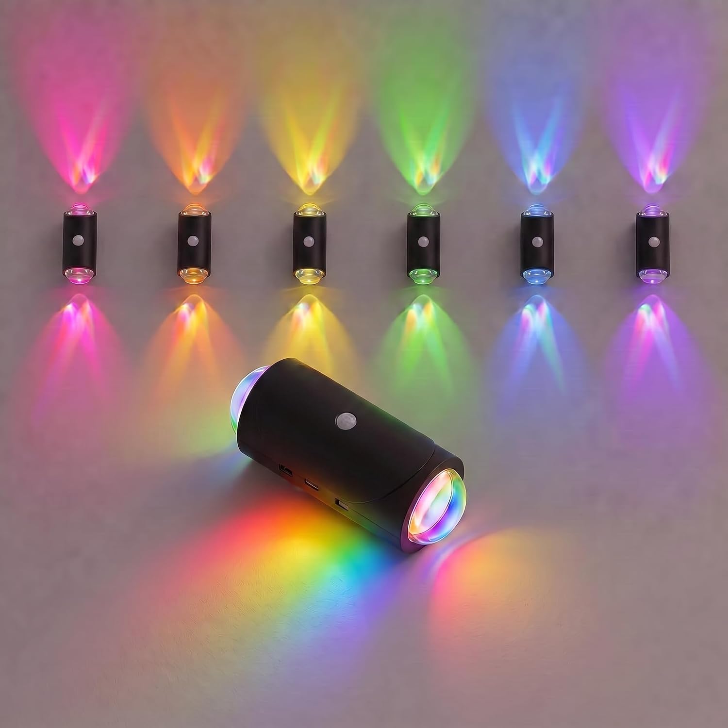 Motion Sensor Night Light, USB-C Rechargeable RGB Wall Light 1PACK