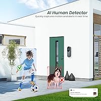 Vista 4 de Cámara de timbre de video 1080p inalámbrica con timbre, detección humana AI, audio de 2 vías, vista en vivo FHD, sin cables