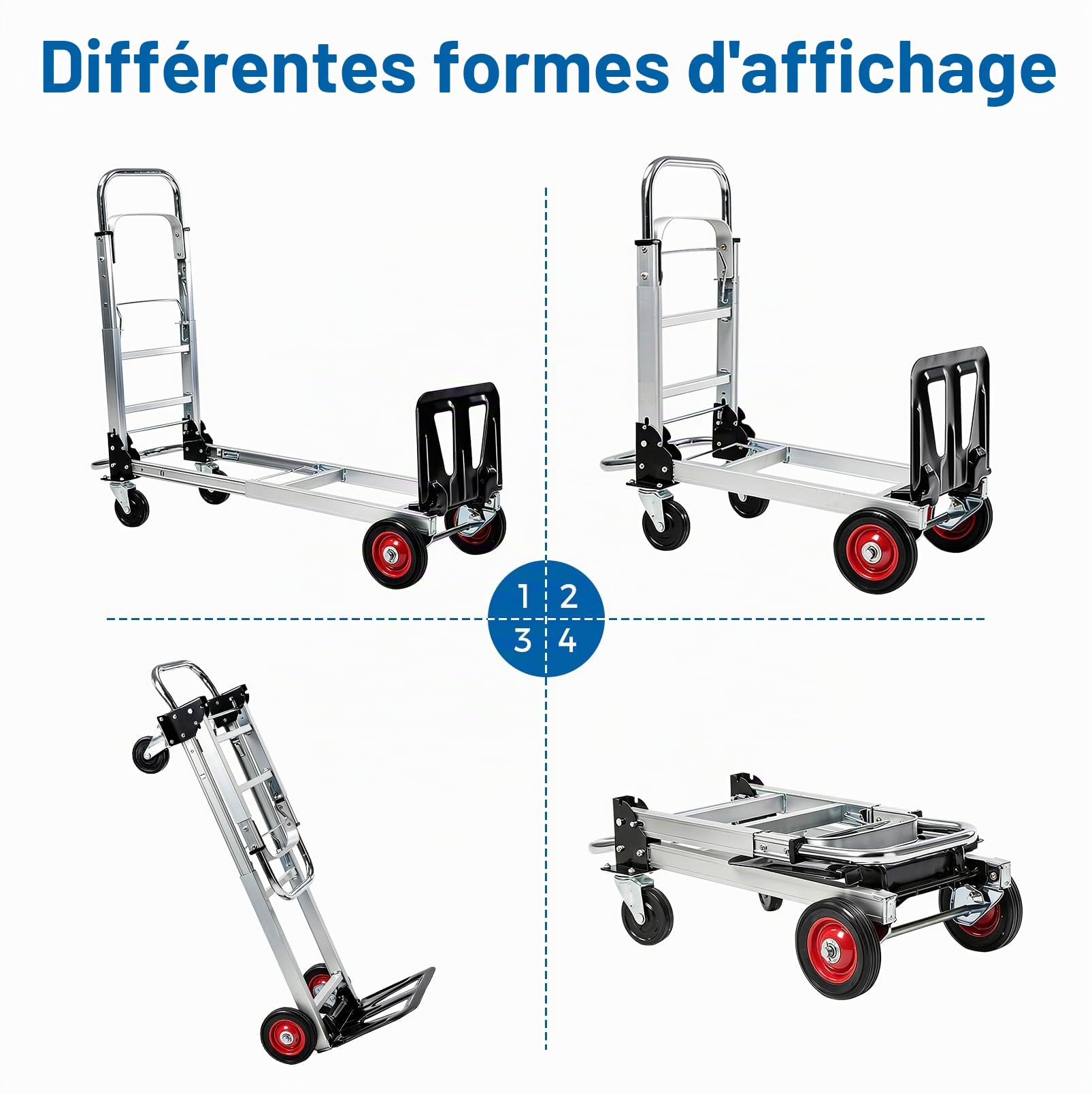 Diable Pliant, Chariot de Manutention Pliable Multifonctionnel et Robuste